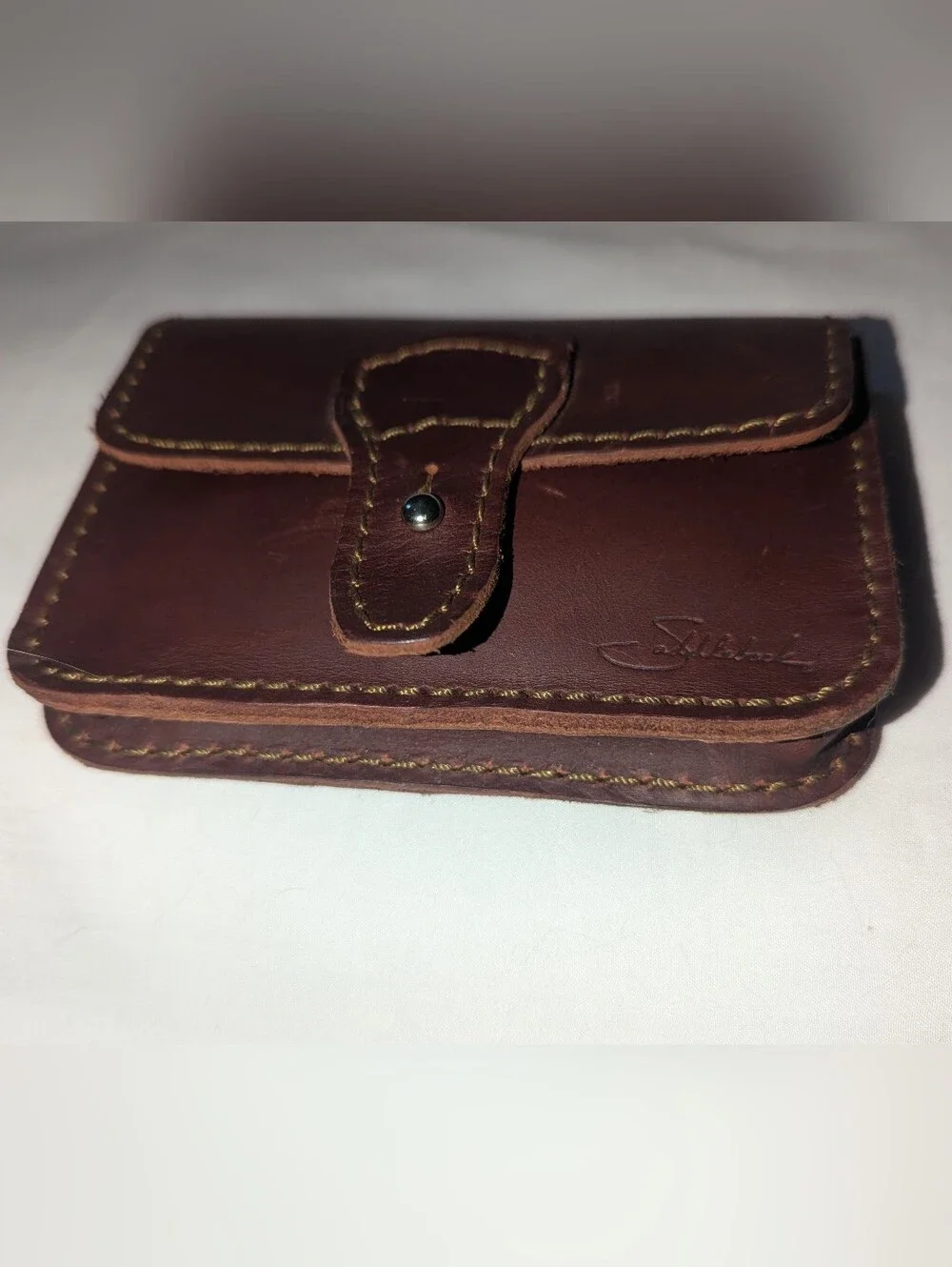 Saddleback Dark Brown Leather Belt Pouch Wallet with Snap Tab Closure